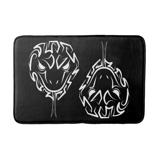 Black and White Tribal Snake Bath Mat (Front)