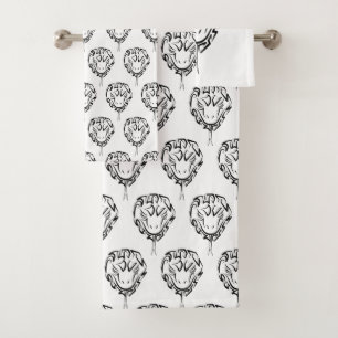 Black and White Tribal Snake Bath Towel Set