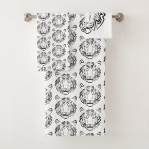 Black and White Tribal Snake Bath Towel Set