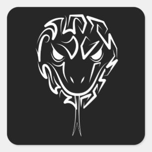 Black and White Tribal Snake Square Sticker