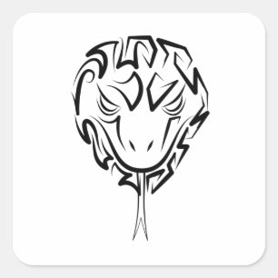 Black and White Tribal Snake Square Sticker