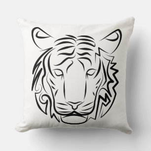 Black and White Tribal Snake Throw Pillow