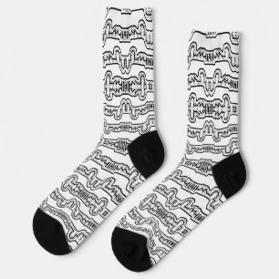 Black and white tribal stripes pattern socks