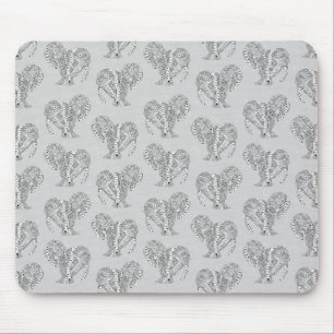 Black and White Tribal Tattoo Manatees Mouse Pad