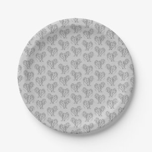Black and White Tribal Tattoo Manatees Paper Plate