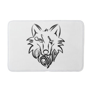 Black and White Tribal Tiger Bath Mat
