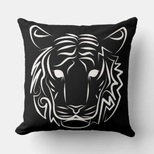 Black and White Tribal Tiger Cushion