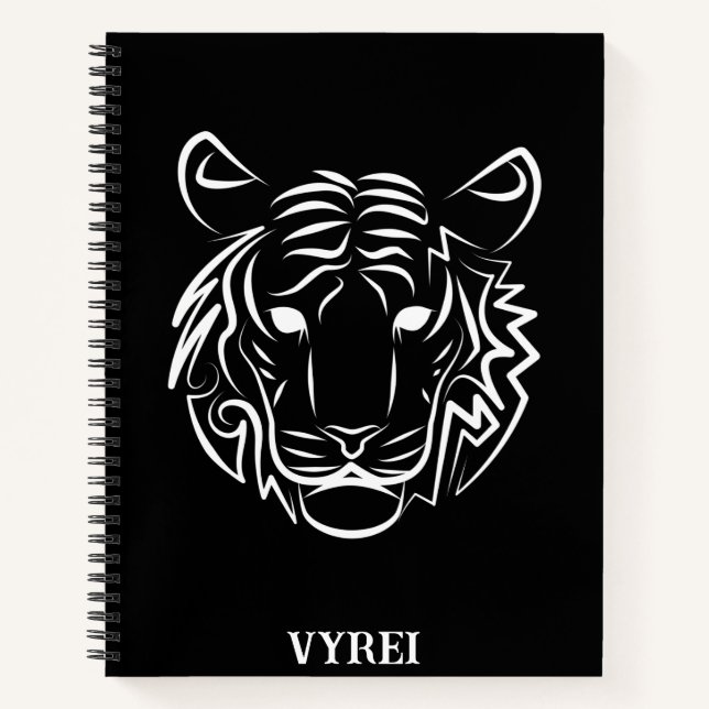Black and White Tribal Tiger Notebook (Front)