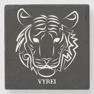 Black and White Tribal Tiger Stone Coaster