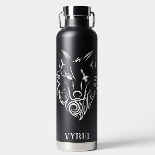 Black and White Tribal Tiger Water Bottle