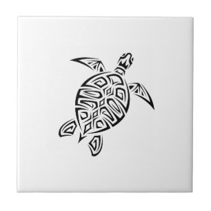 Black And White Tribal Turtle Ceramic Tile