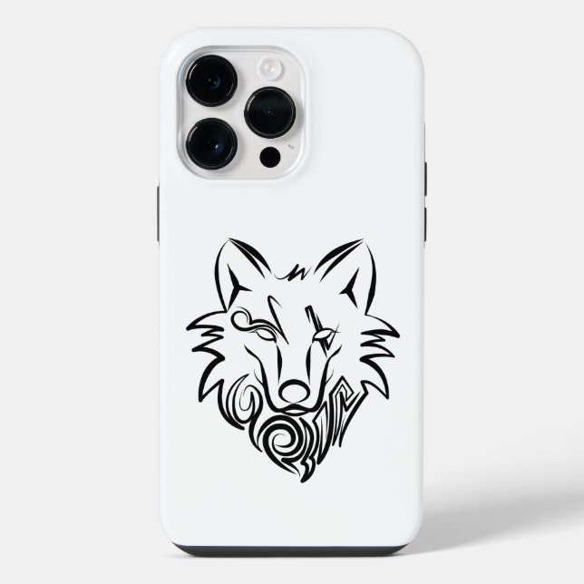 Black and White Tribal Wolf iPhone Case (Back)