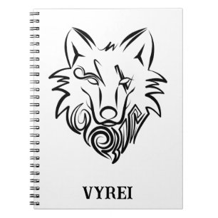 Black and White Tribal Wolf Notebook