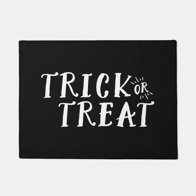 Black and White Trick or Treat Halloween Door Mat (Front)