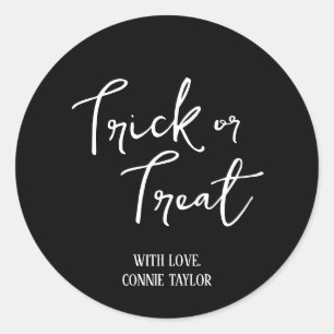 Black and White, Trick or Treat Party Favour Classic Round Sticker