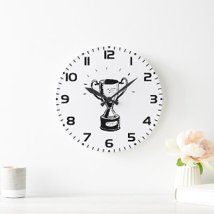 Black And White Trophy Large Clock