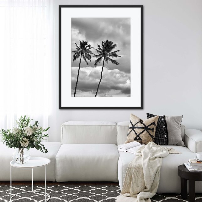 Black and White Tropical Palm Trees Photography Poster (Creator Uploaded)