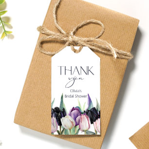 Black and white tulips Bridal shower Thank You Gift Tags