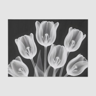 Black and White Tulips Elegant Monochrome Tissue Paper