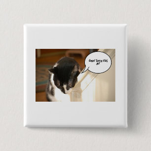 black and white tuxedo Cat 15 Cm Square Badge