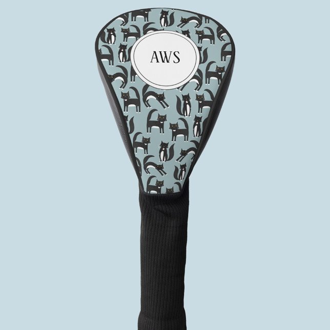 Black and White Tuxedo Cat Fun Pattern Golf Head C Cover (Tuxedo black and white kitty cat monogram golf head cover)