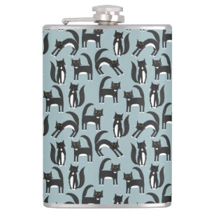 Black and White Tuxedo Cat Hip Flask