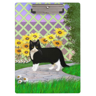 Black and White Tuxedo Cat in the Garden Clipboard