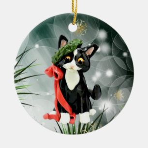 Black and White Tuxedo Cat Ornament