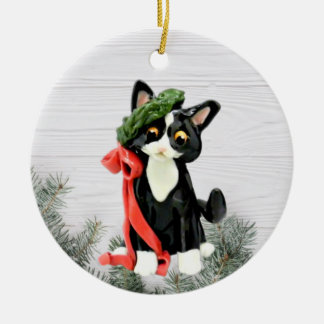Black and White Tuxedo Cat Ornament