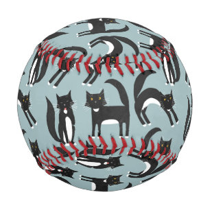 Black and White Tuxedo Cat Pattern Baseball