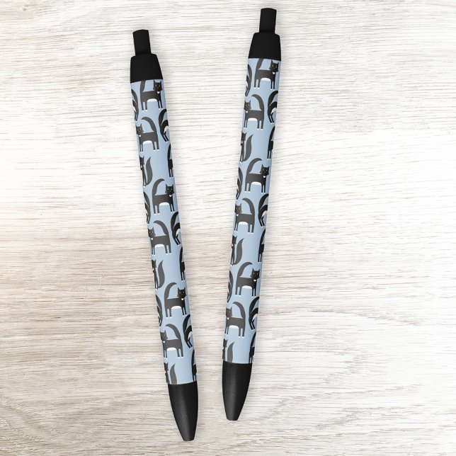 Black and White Tuxedo Cat Pattern Ink Pen (Fun black and white Tuxedo cat pattern pens)