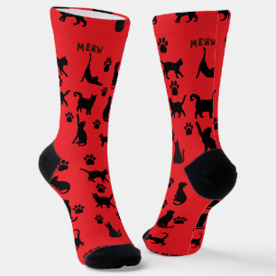 Black and White Tuxedo Cat Patterned Socks Gift