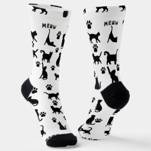 Black and White Tuxedo Cat Patterned Socks Gift