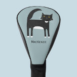 Black and White Tuxedo Cat Personalised Golf Head Cover<br><div class="desc">A cute black and white tuxedo cat on a duck egg blue background,  perfect for animal lovers.  Change the name to customise.  Original art by Nic Squirrell.</div>