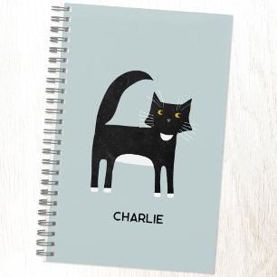 Black and White Tuxedo Cat Personalised Notebook
