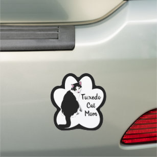 Black and White Tuxedo Cat Personalized Car Magnet