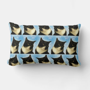 Black And White Tuxedo Cat Photo Fun Pattern Lumbar Cushion