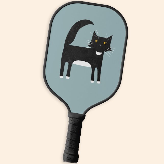Black and White Tuxedo Cat Pickleball Paddle (Black and white tuxedo cat pickleball paddle for animal lovers)