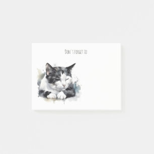 black and white tuxedo cat post it notes