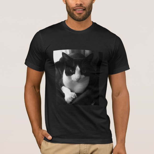 Black and White tuxedo cat T-Shirt (Front)