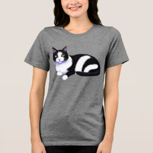 Black and White Tuxedo Cat Tri-Blend Shirt