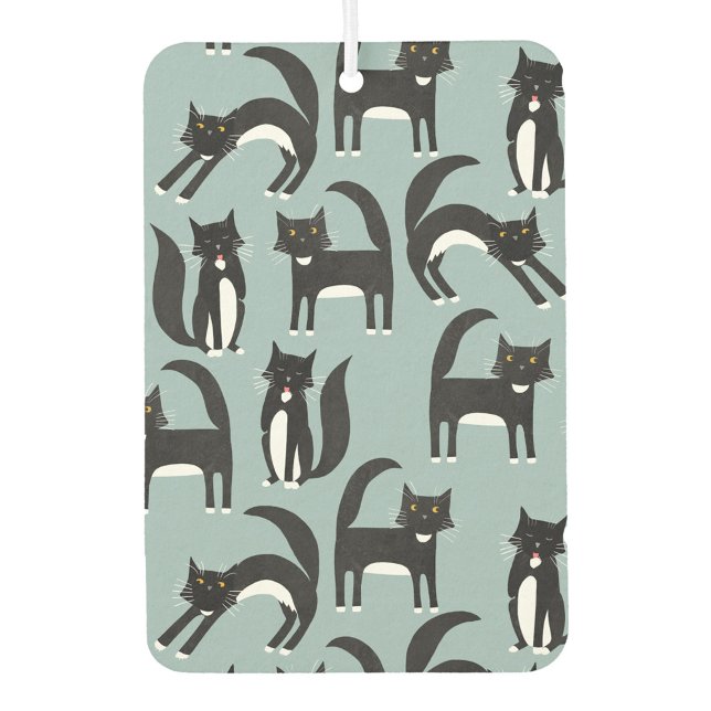 Black and White Tuxedo Cats Car Air Freshener (Black and white tuxedo cat pattern air freshener)