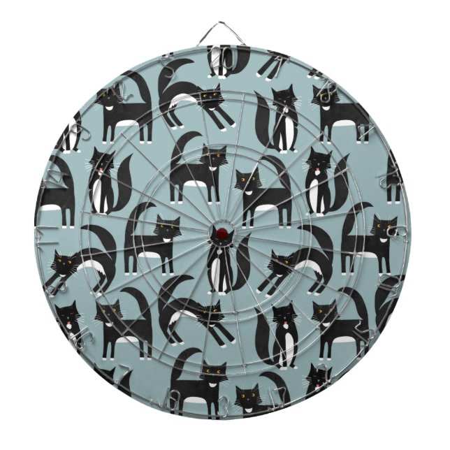 Black and White Tuxedo Cats Dartboard (Front)