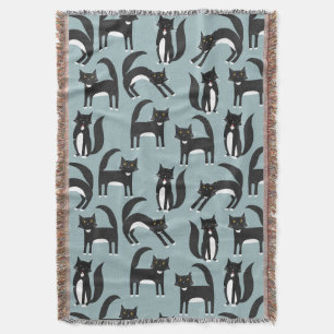 Black and White Tuxedo Cats Throw Blanket