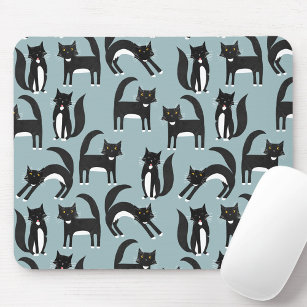 Black and White Tuxedo Kitty Cats Mouse Pad