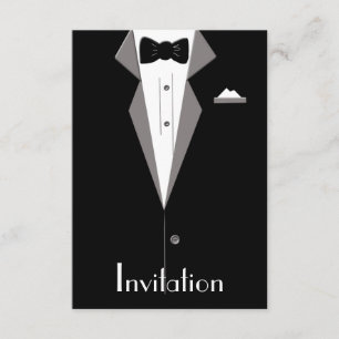 Black and White Tuxedo Suit Art Invitation Card