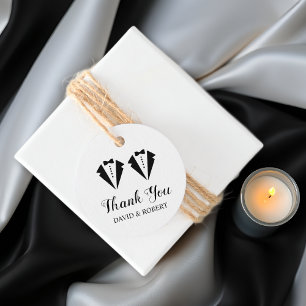 Black and white tuxedo two grooms gay wedding favour tags