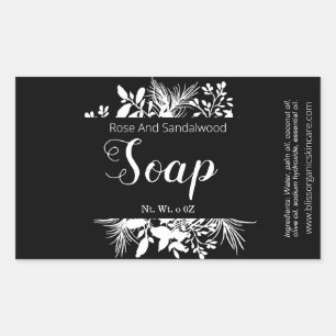 Black And White Twigs And Leaves Soap Rectangular Sticker