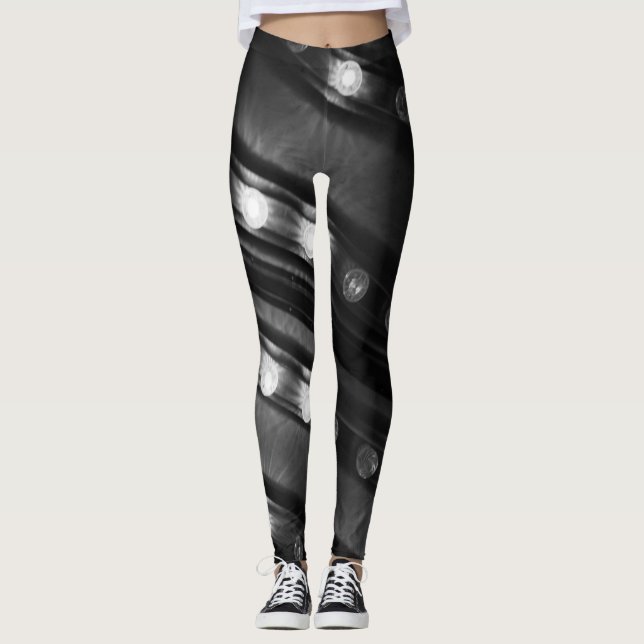 Black and White Twinkle Lights Leggings (Front)