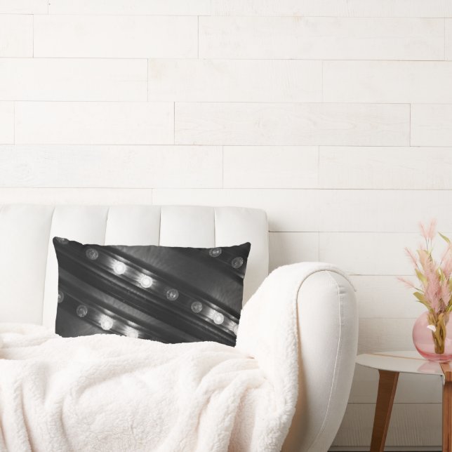 Black and White Twinkle Lights Lumbar Cushion (Couch)